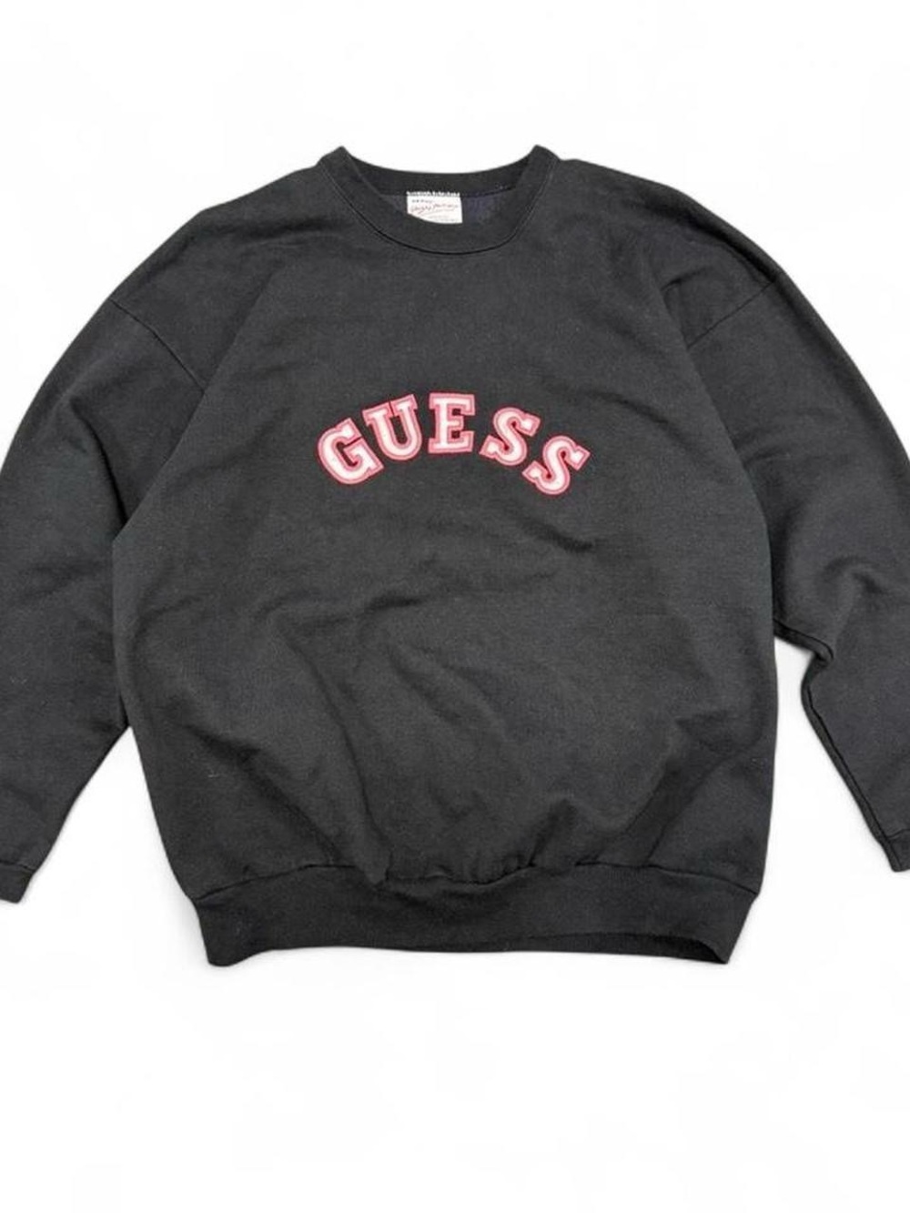 Guess by Marciano Black Crewneck Sweatshirt with Pink Arch Logo